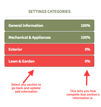 home maintenance task status